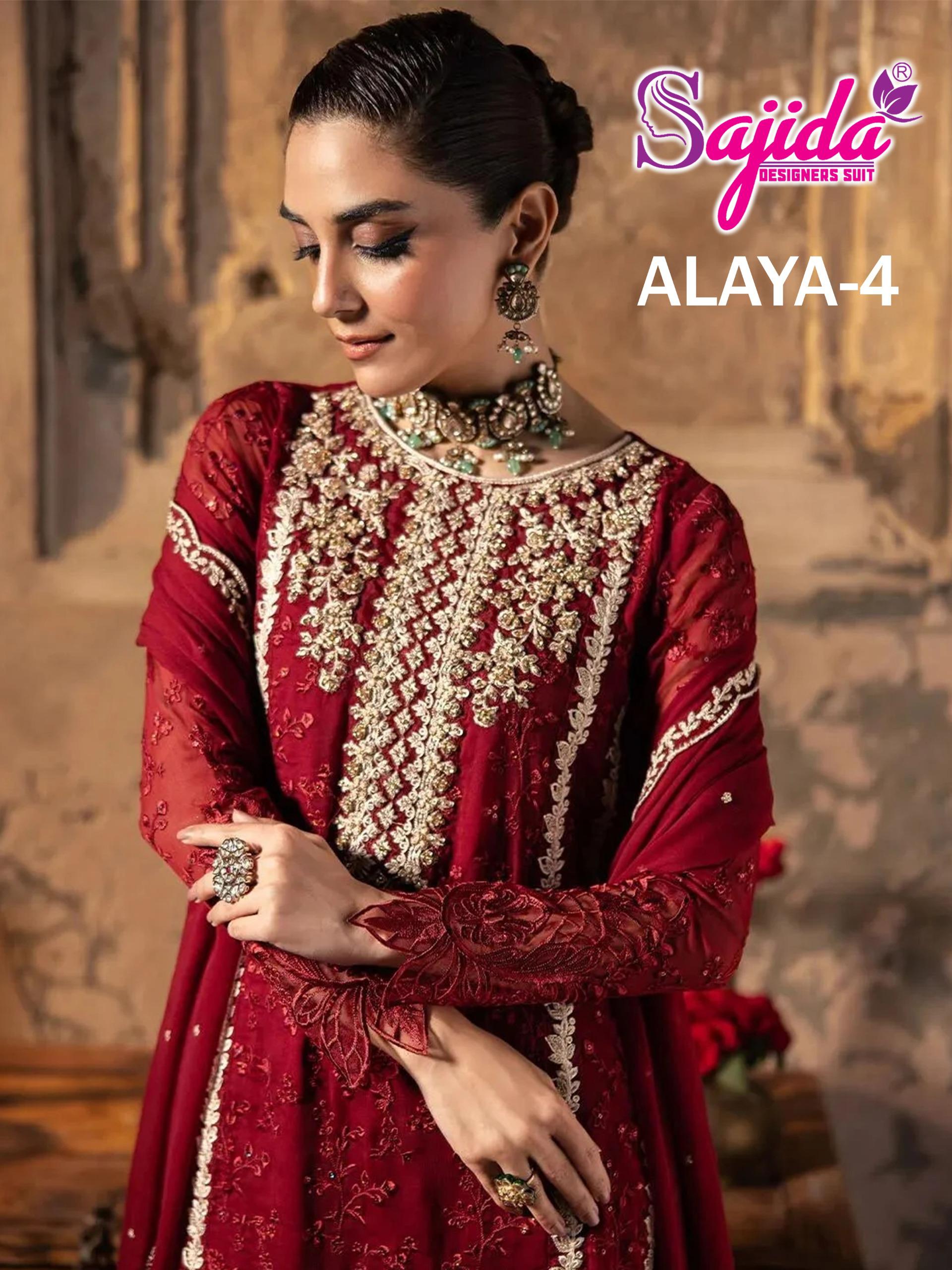 Sajida Alaya Vol-4 Georgette Embroidered Wholesale Pakistani Suit Collection