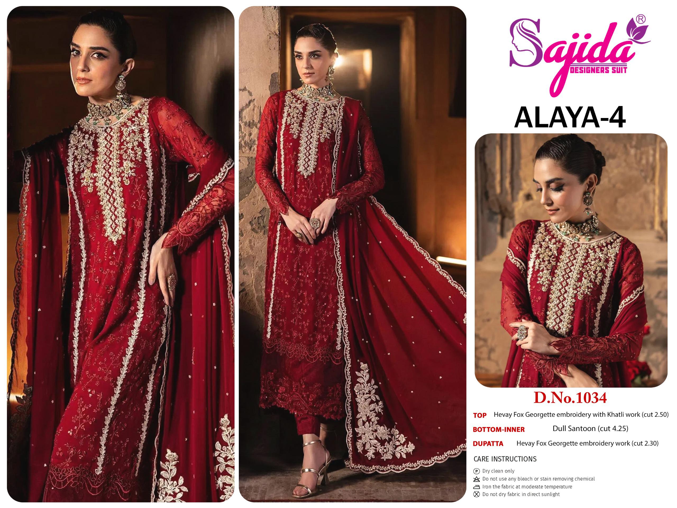 Sajida Alaya Vol-4 Georgette Embroidered Wholesale Pakistani Suit Collection - Image 12