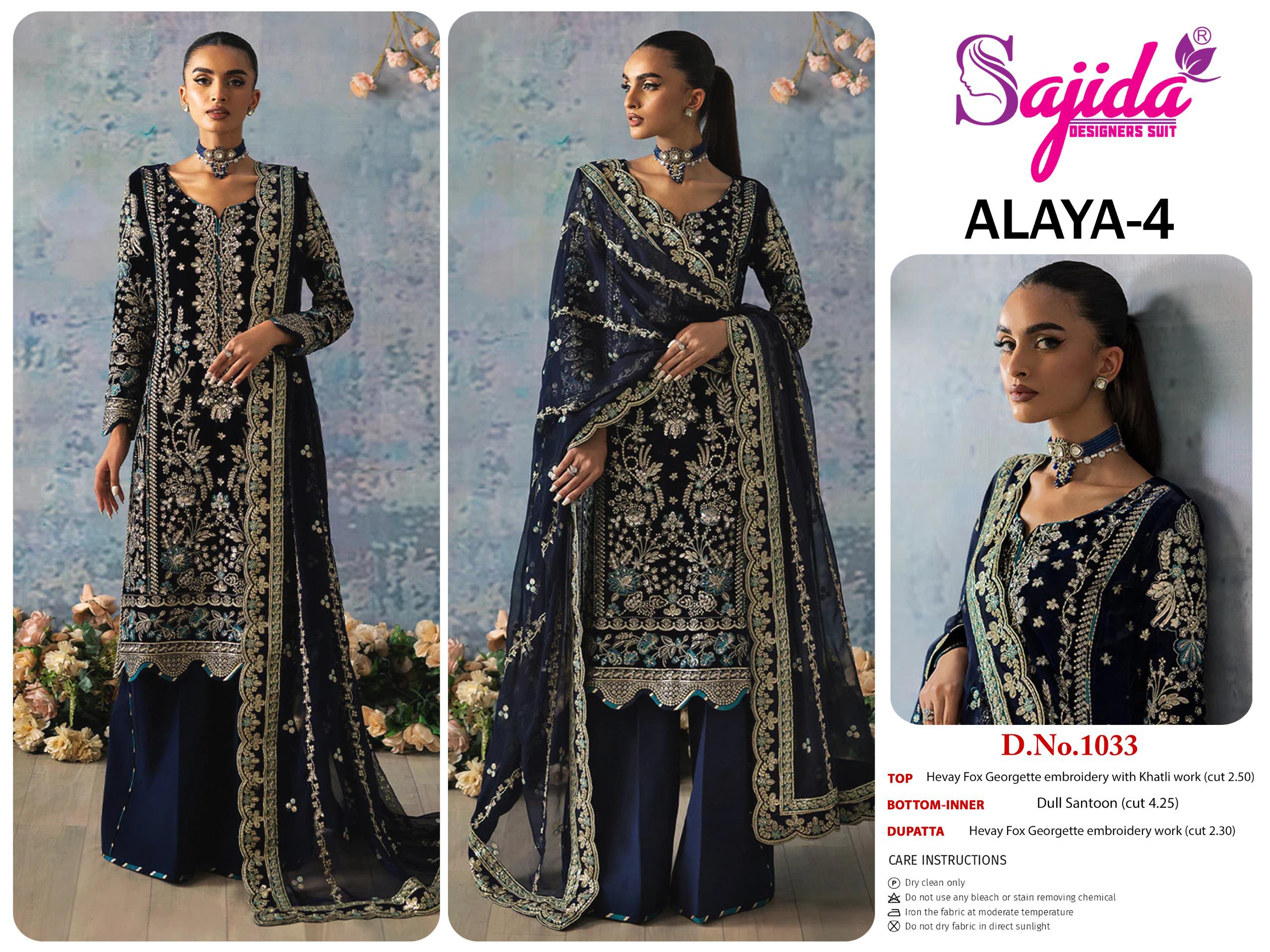 Sajida Alaya Vol-4 Georgette Embroidered Wholesale Pakistani Suit Collection - Image 3