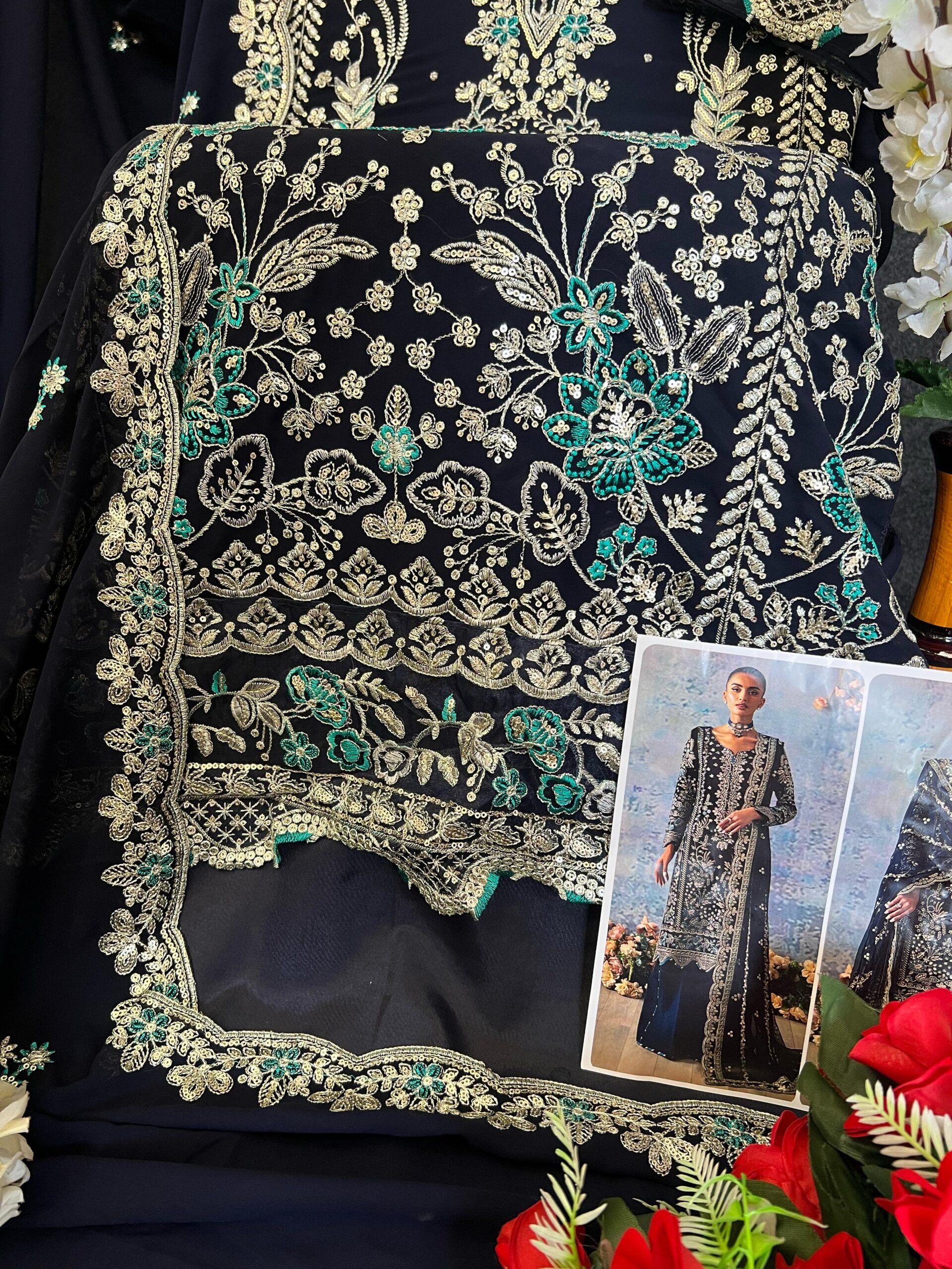 Sajida Alaya Vol-4 Georgette Embroidered Wholesale Pakistani Suit Collection - Image 4