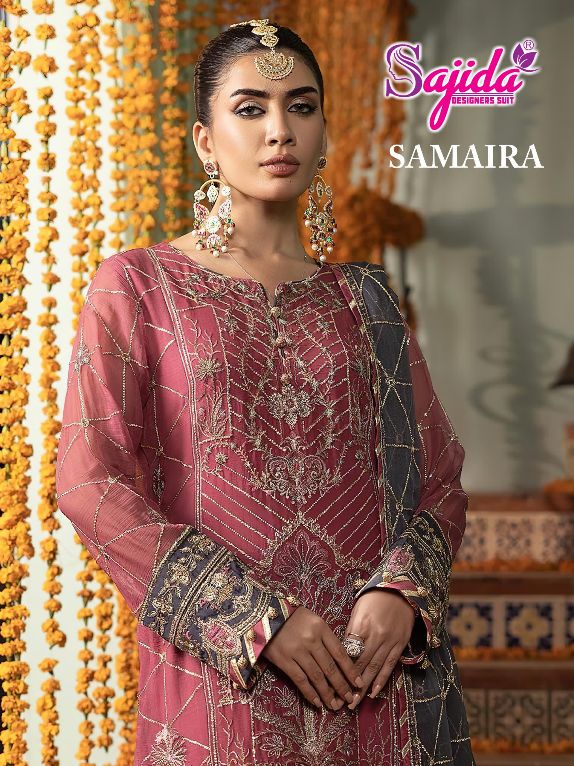 Sajida Designers Samaira Vol1 Georgette Pakistani Suit Wholesale Catalog