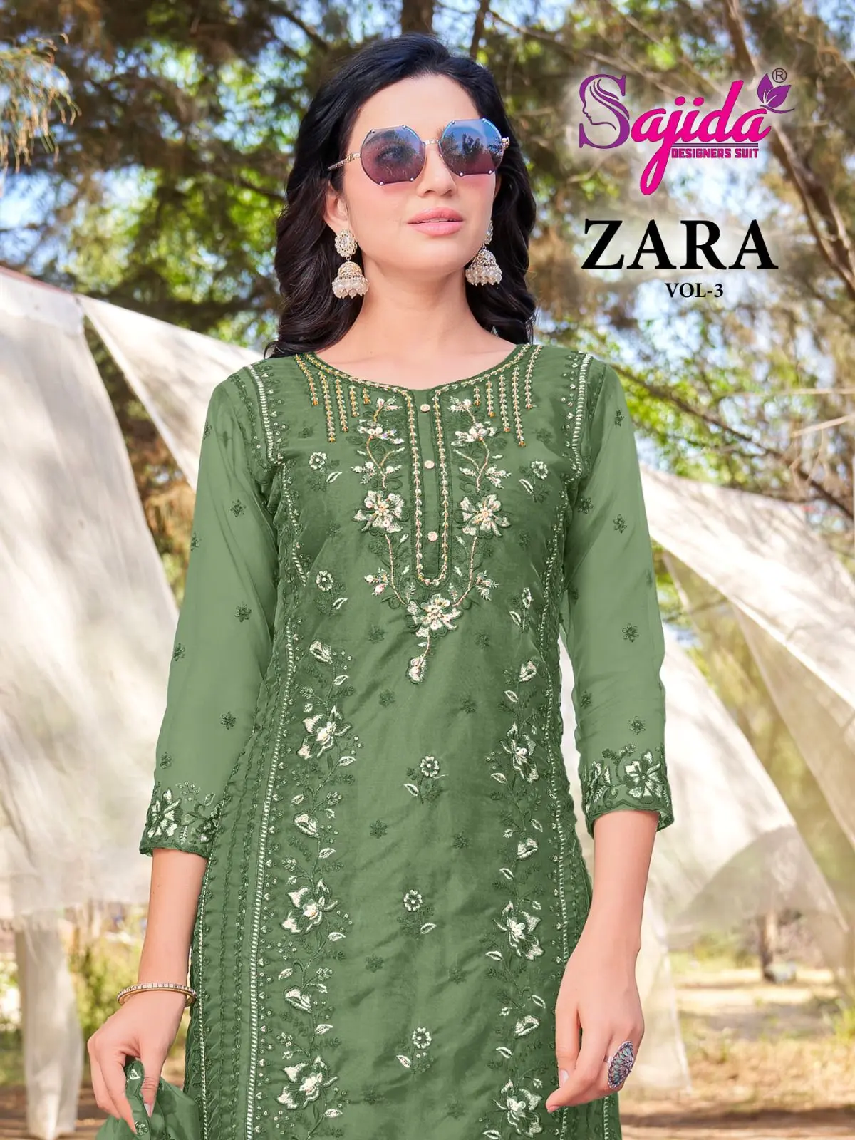 Sajida Zara Vol 3 Organza Embroidered Salwar Suit Catalog