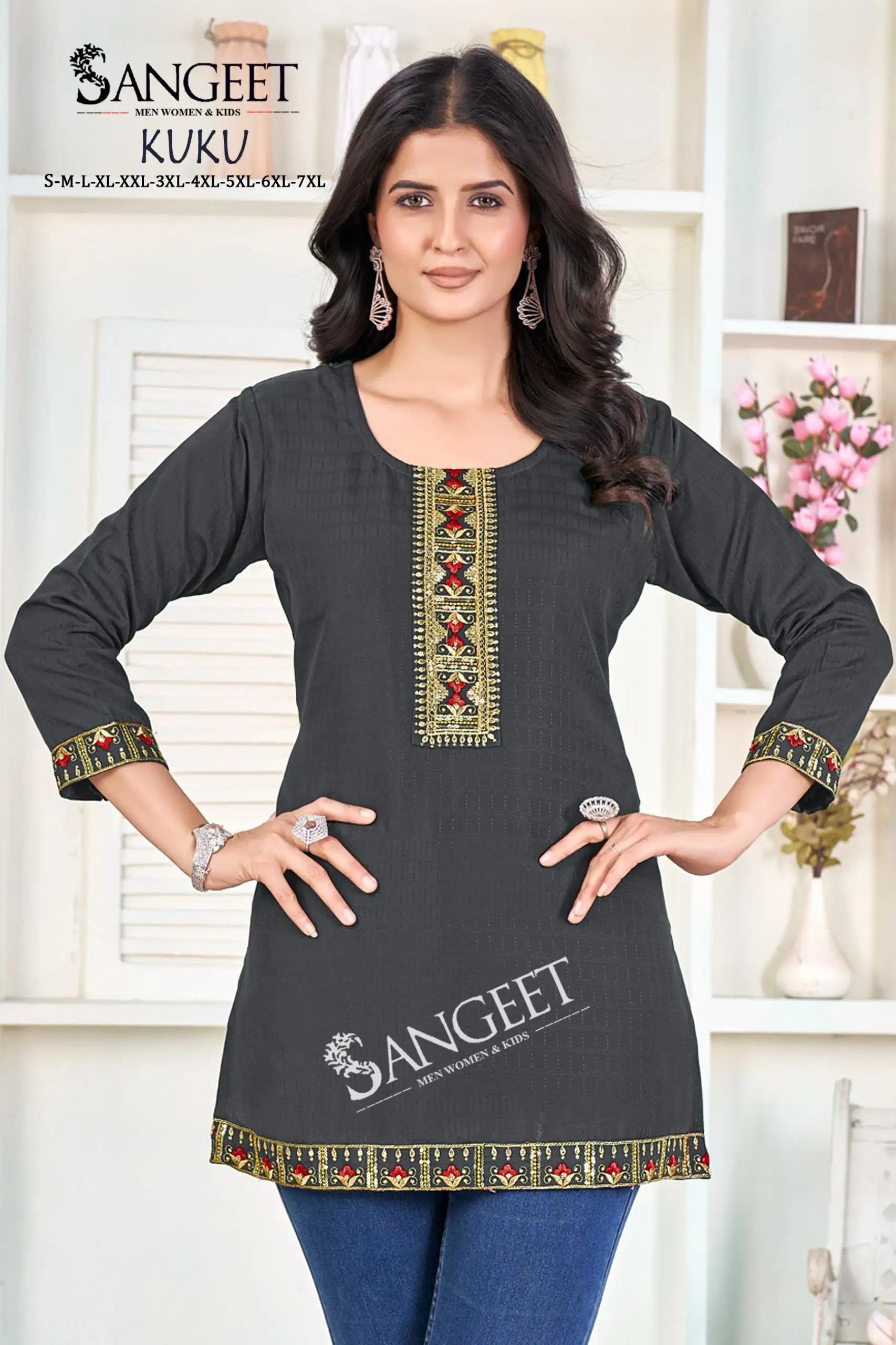 Sangeet Kuku Heavy Readymade Rayon Kurti Short Top Collection — Wholesale, Sangeet wholesale from Surat — view 11
