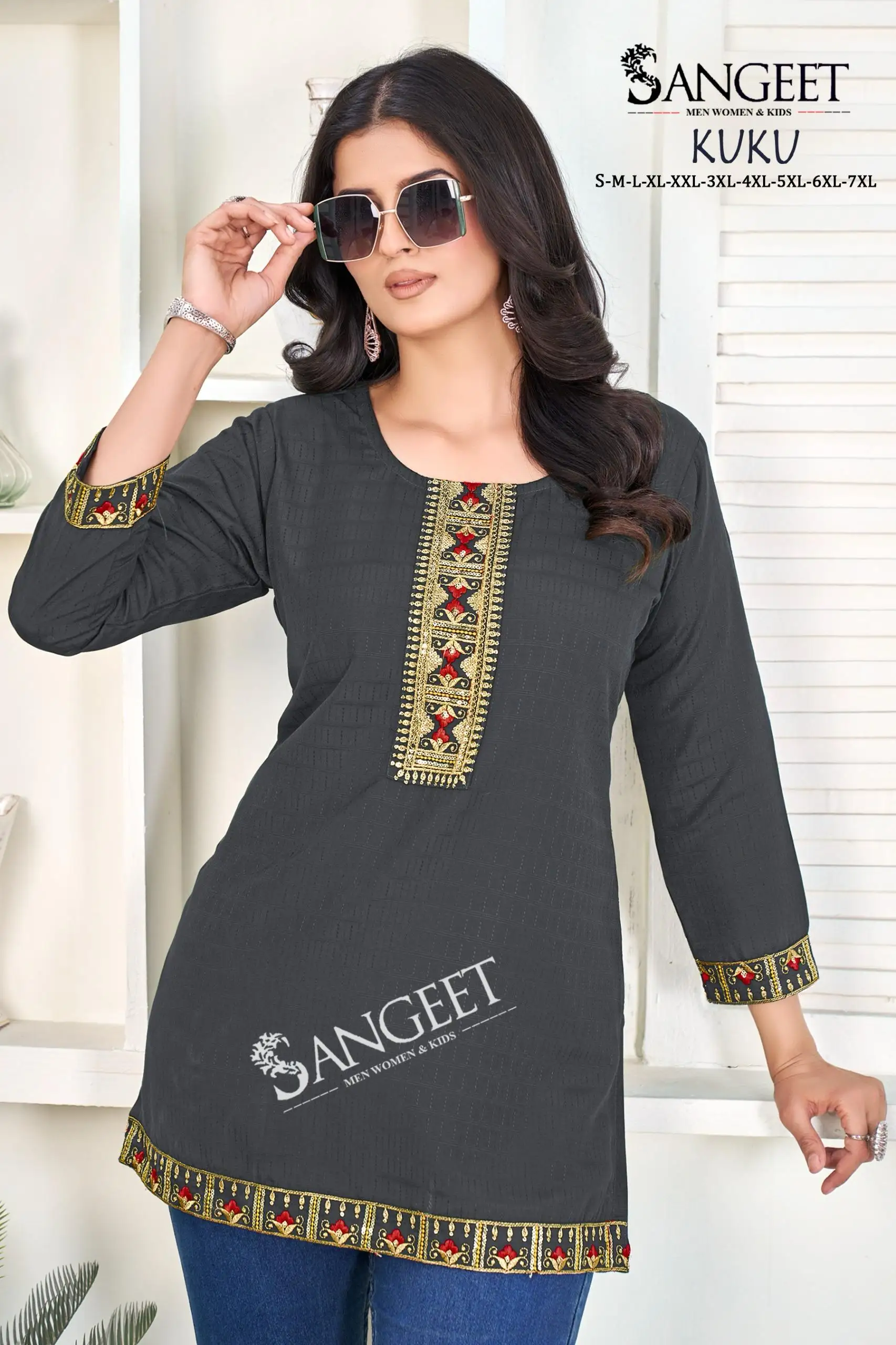 Sangeet Kuku Heavy Readymade Rayon Kurti Short Top Collection — Wholesale, Sangeet wholesale from Surat — view 2