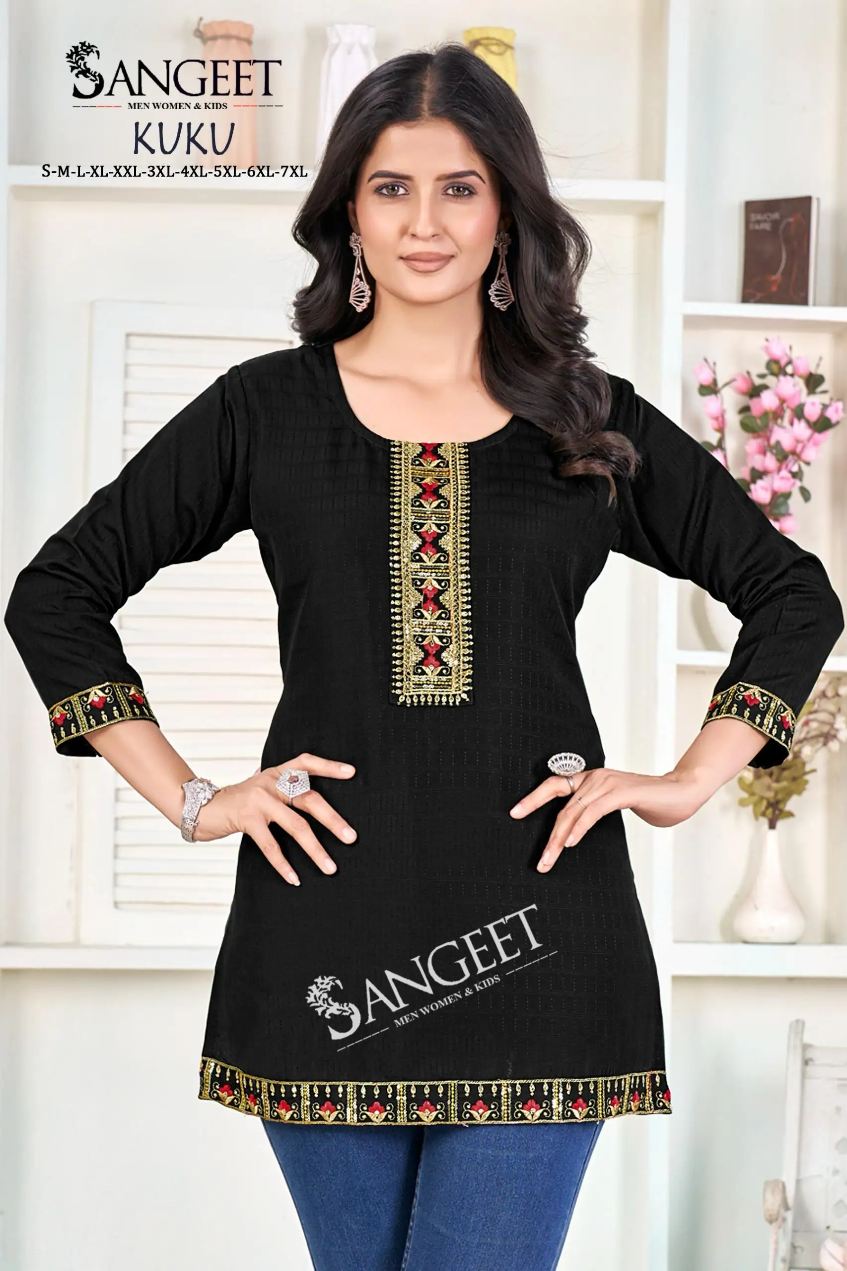 Sangeet Kuku Heavy Readymade Rayon Kurti Short Top Collection — Wholesale, Sangeet wholesale from Surat — view 5