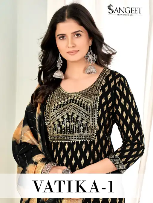 Sangeet Vatika-1 Rayon Gold Print Designer Readymade Kurti Collection