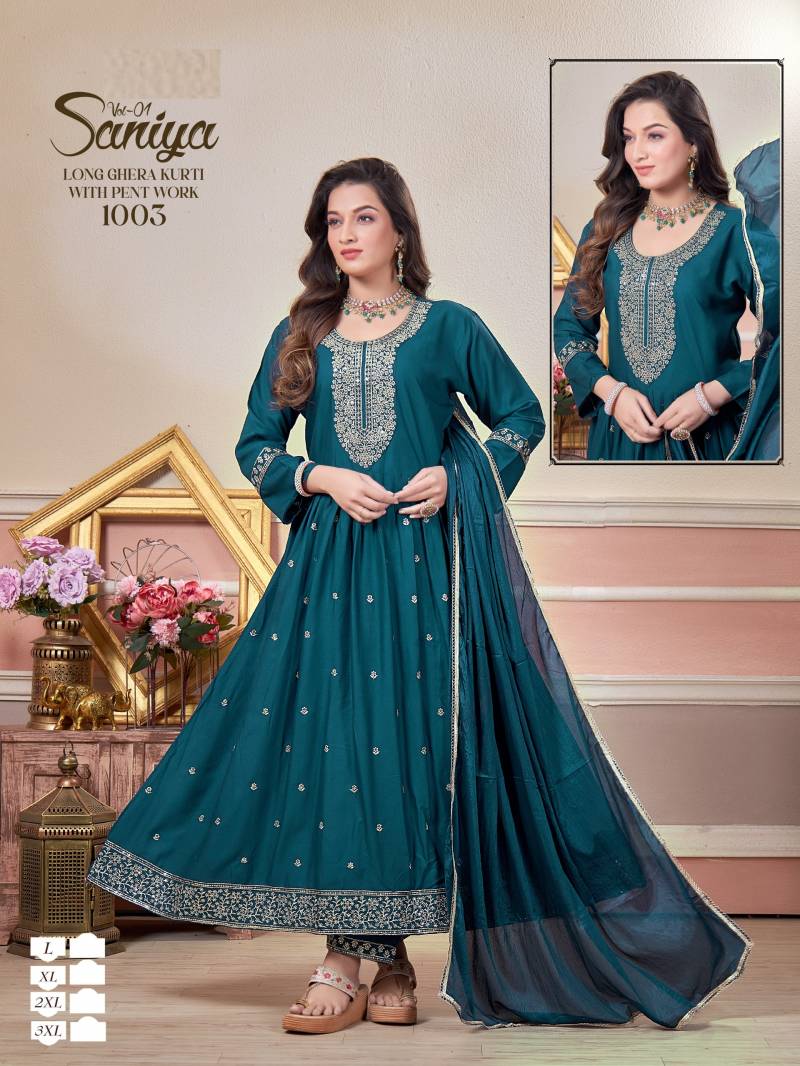 Saniya Vol 1 Rayon Long Kurti Pant With Dupatta Catalog - Image 2
