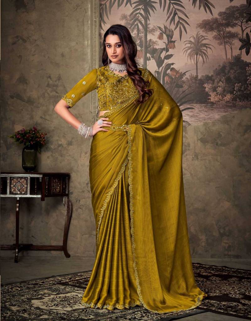 Sanskar Gucci Chiffon With Khatli Sequence Embroidery Saree Collection
