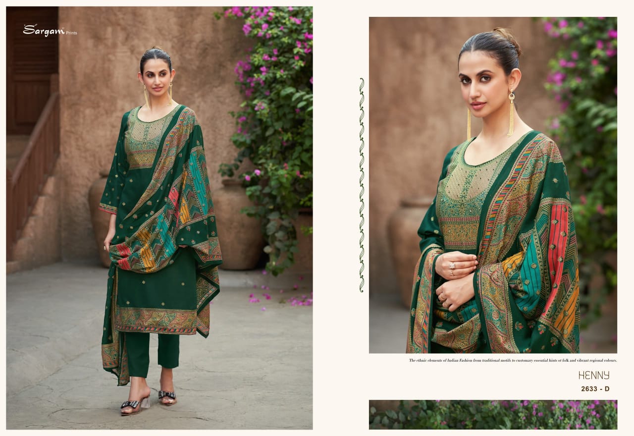 Sargam Henny Pure Jam Prints with Handwork Salwar Suit Collection - Image 2