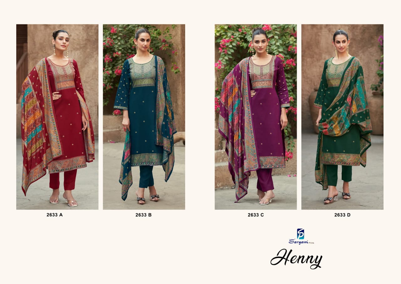 Sargam Henny Pure Jam Prints with Handwork Salwar Suit Collection - Image 8