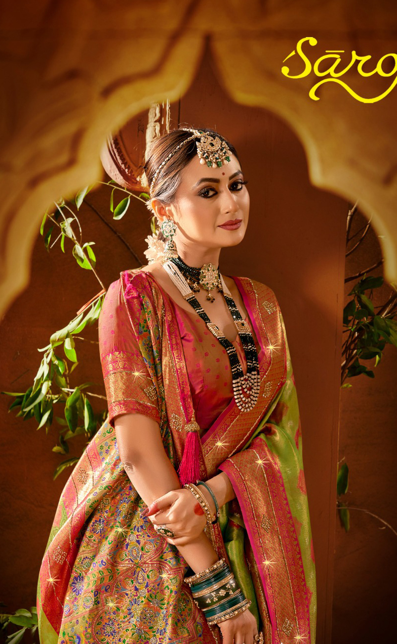 Saroj Saree Sanskar Silk Saroski Soft Satin Tissue Paithani Sarees Collection