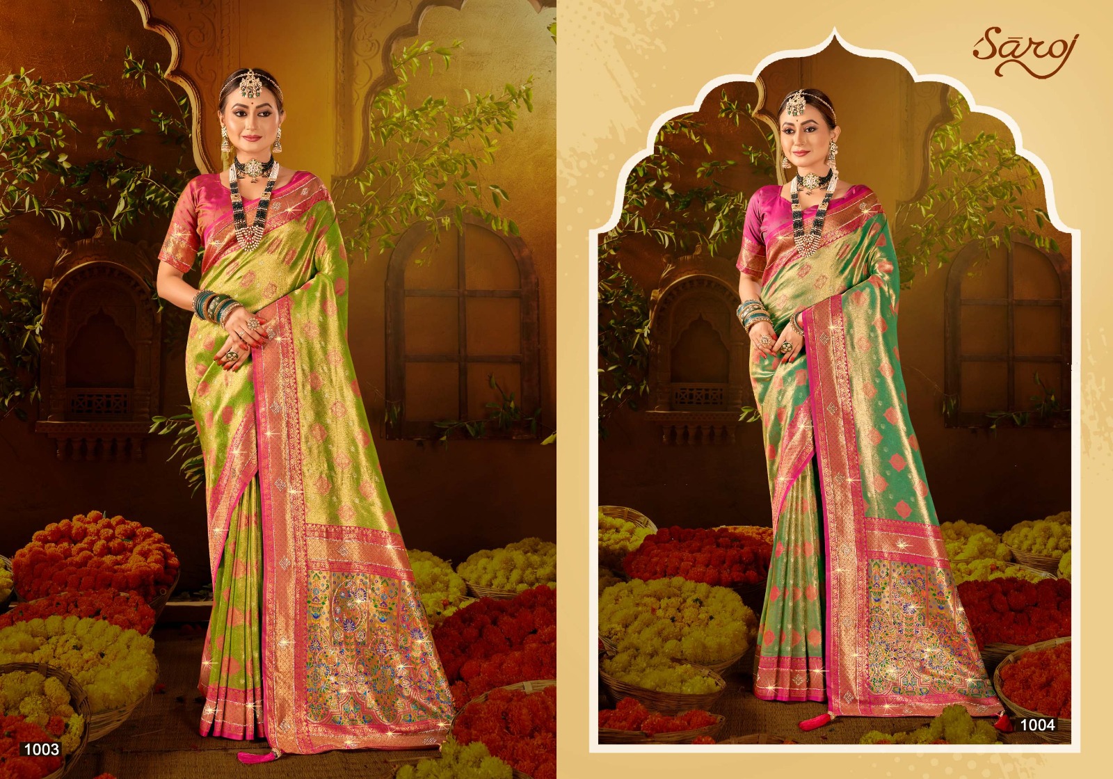 Saroj Saree Sanskar Silk Saroski Soft Satin Tissue Paithani Sarees Collection - Image 2