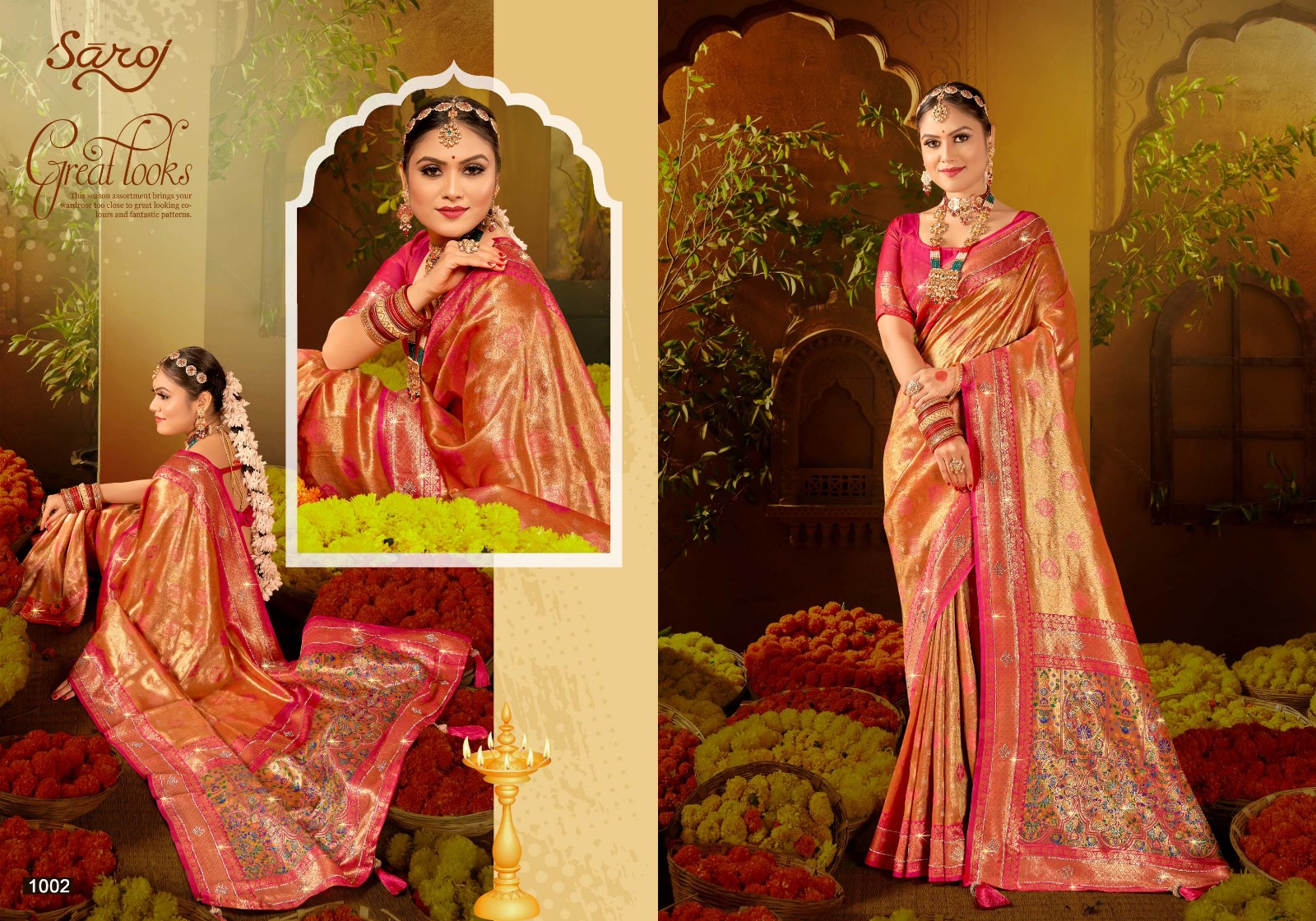 Saroj Saree Sanskar Silk Saroski Soft Satin Tissue Paithani Sarees Collection - Image 4