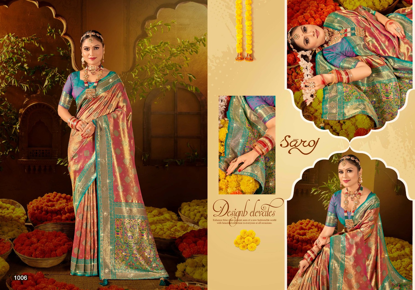 Saroj Saree Sanskar Silk Saroski Soft Satin Tissue Paithani Sarees Collection - Image 5