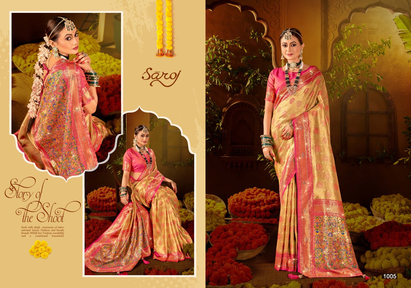 Saroj Saree Sanskar Silk Saroski Soft Satin Tissue Paithani Sarees Collection - Image 3