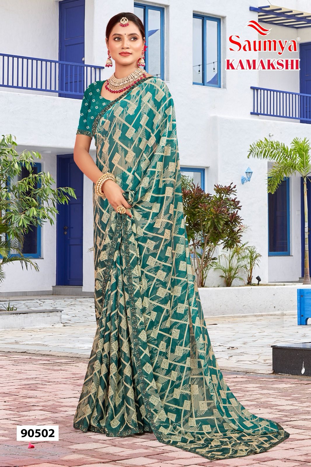 Saumya Kamakshi Sparkle Georgette Wholesale Sarees Collection - Image 8