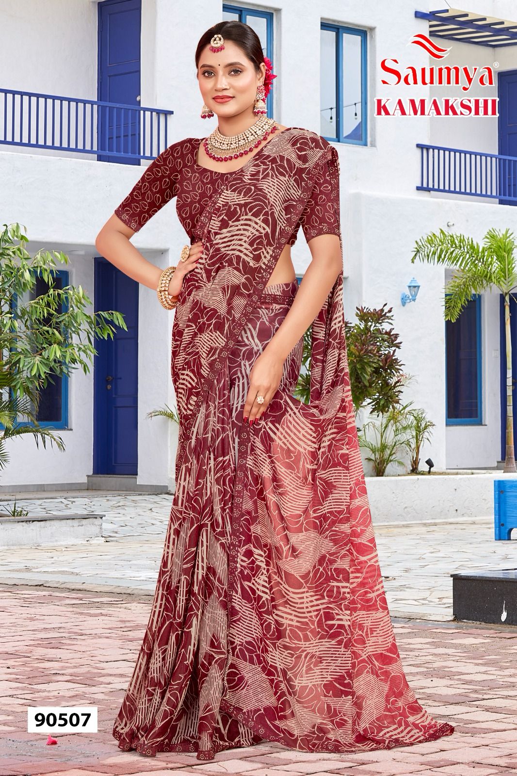 Saumya Kamakshi Sparkle Georgette Wholesale Sarees Collection - Image 4