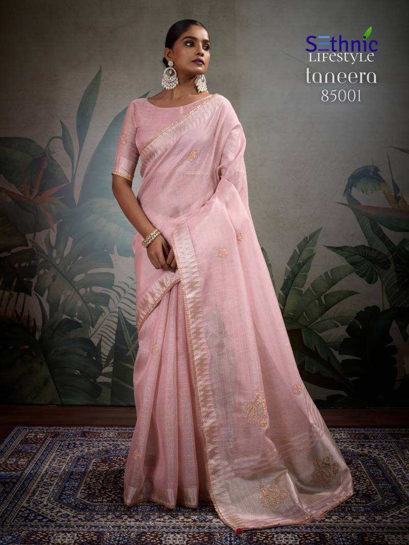 Sethnic Taneera Linen Tissue Fancy Saree Wholesale Collection