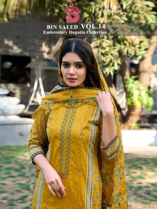 Sharaddha Designer Bin Saeed Vol14 Cotton Embroidered Salwar Suit Catalog
