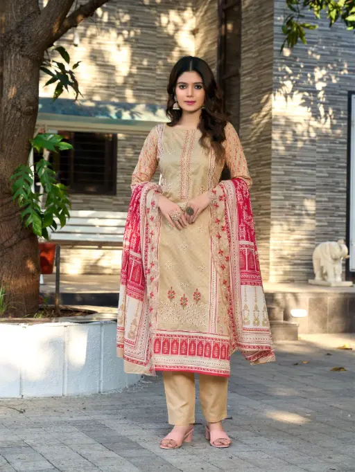 Sharaddha Designer Bin Saeed Vol14 Cotton Embroidered Salwar Suit Catalog - Image 6