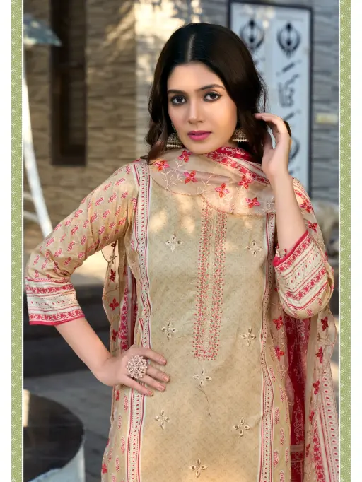 Sharaddha Designer Bin Saeed Vol14 Cotton Embroidered Salwar Suit Catalog - Image 3