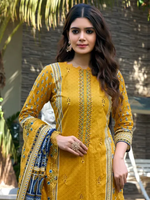 Sharaddha Designer Bin Saeed Vol14 Cotton Embroidered Salwar Suit Catalog - Image 4