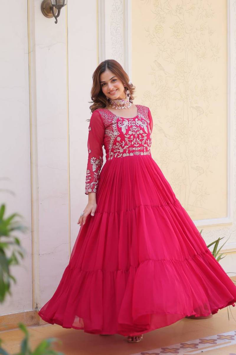 Sn 2428 Amazing Faux Georgette Designer Readymade Gown Catalog — Wholesale Anarkali Kurti, Vardan Ethnic wholesale from Surat — view 1