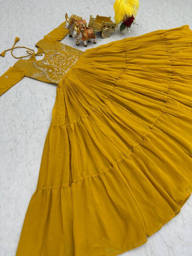 Sn 2428 Amazing Faux Georgette Designer Readymade Gown Catalog — Wholesale Anarkali Kurti, Vardan Ethnic wholesale from Surat - Gallery Image 4