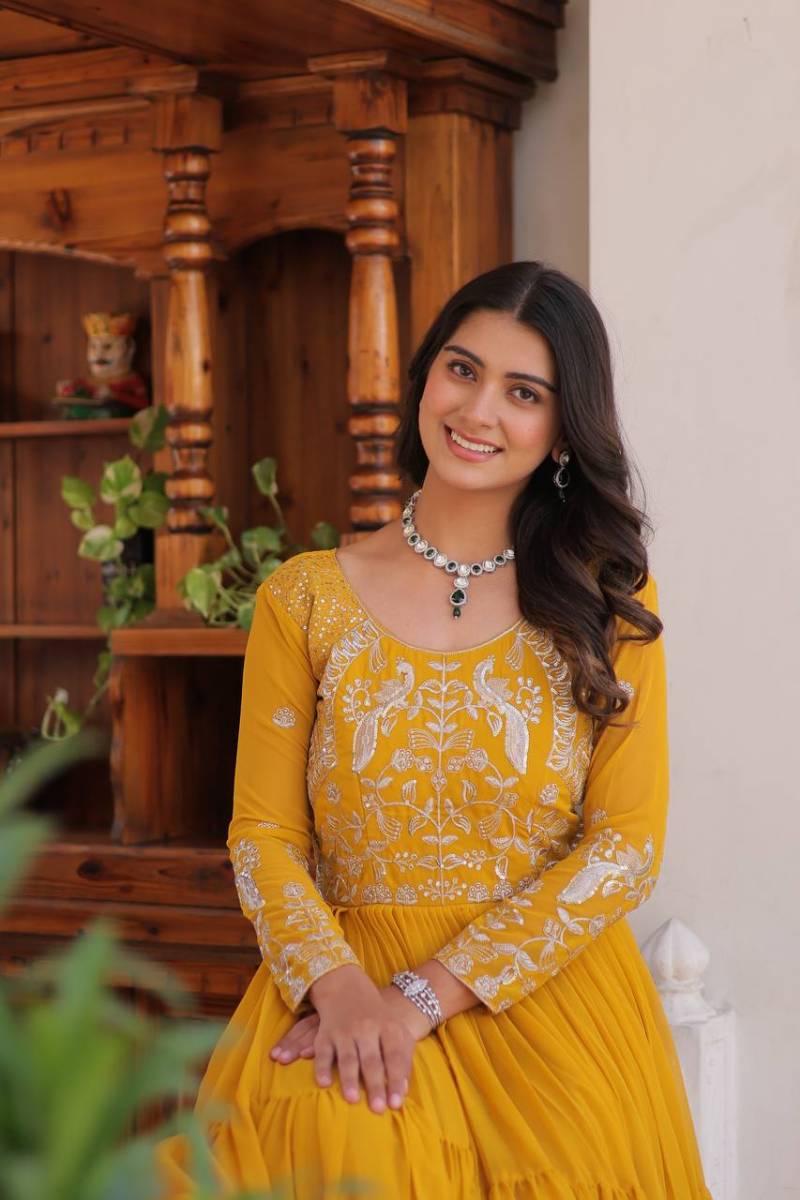 Sn 2428 Amazing Faux Georgette Designer Readymade Gown Catalog — Wholesale Anarkali Kurti, Vardan Ethnic wholesale from Surat - Gallery Image 3