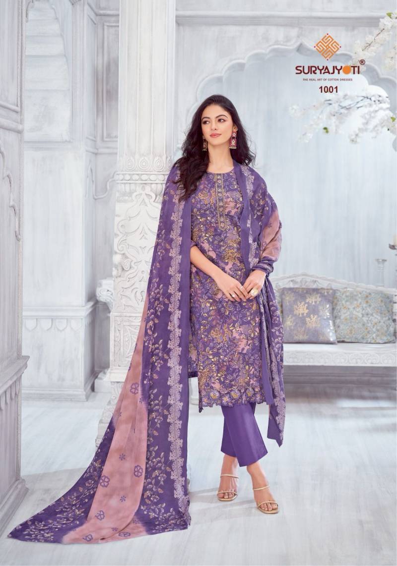Suryajyoti Kiran Vol 1 Lawn Foil Printed Salwar Suit Wholesale Catalog - Image 4