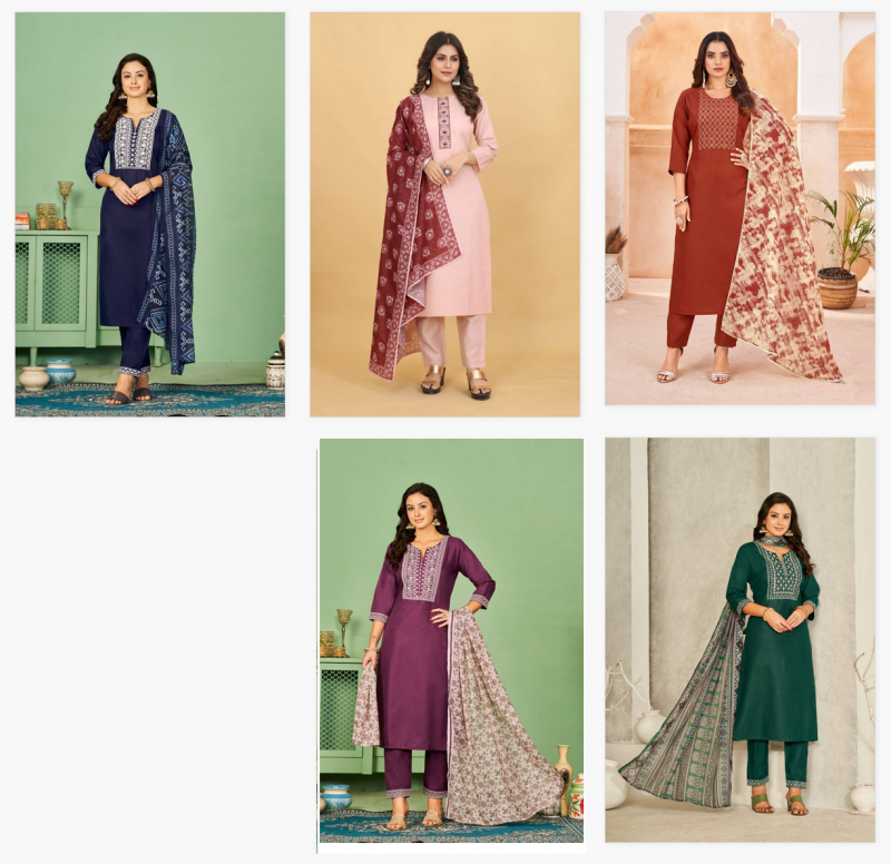 Tanyaa Cotton Work Wholesale Readymade Neck & Daman Salwar Suit Collection - Image 7