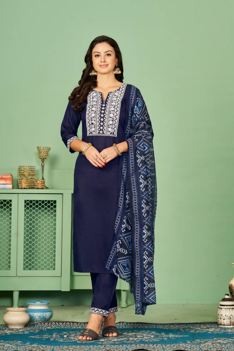 Tanyaa Cotton Work Wholesale Readymade Neck & Daman Salwar Suit Collection - Image 6