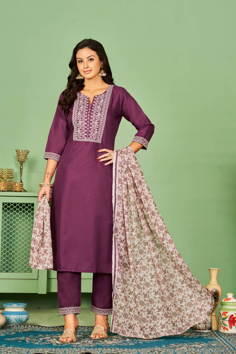 Tanyaa Cotton Work Wholesale Readymade Neck & Daman Salwar Suit Collection - Image 3