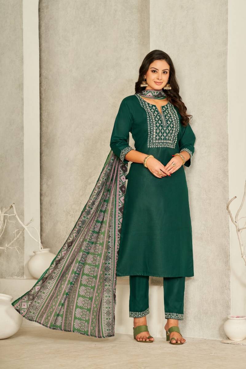 Tanyaa Cotton Work Wholesale Readymade Neck & Daman Salwar Suit Collection - Image 4