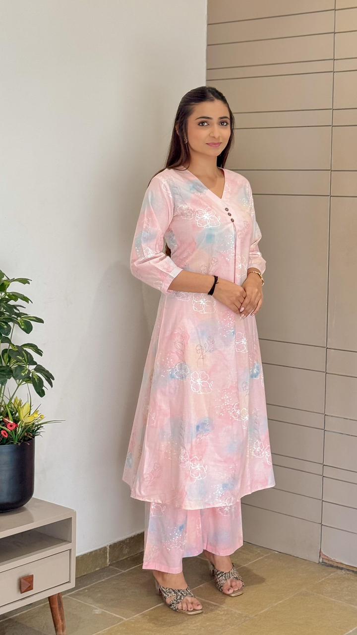 Tanyaa P 232 Cotton A Line Round Kurti With Bottom Collection