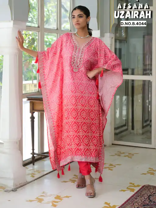 Uzairah Afsana Viscose Muslin Designer Kaftan Embroidery Wholesale Collection - Image 7