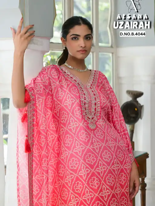 Uzairah Afsana Viscose Muslin Designer Kaftan Embroidery Wholesale Collection - Image 6