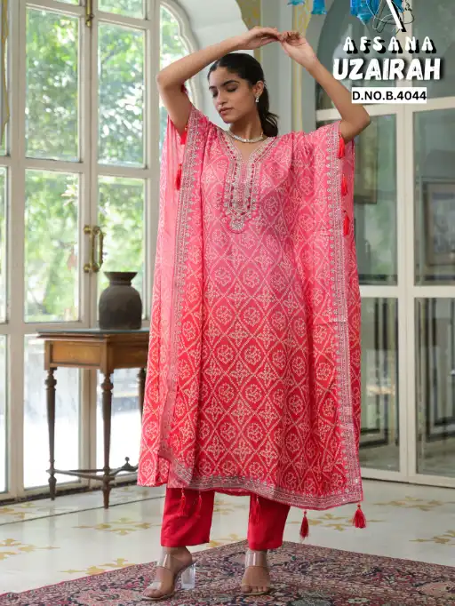 Uzairah Afsana Viscose Muslin Designer Kaftan Embroidery Wholesale Collection - Image 8