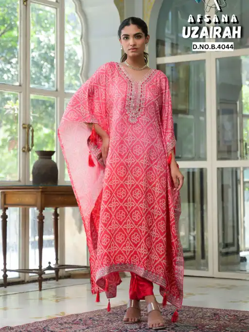 Uzairah Afsana Viscose Muslin Designer Kaftan Embroidery Wholesale Collection - Image 11