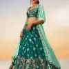VE Green Poly Georgette Heavy Sequinned Bridesmaid Lehenga