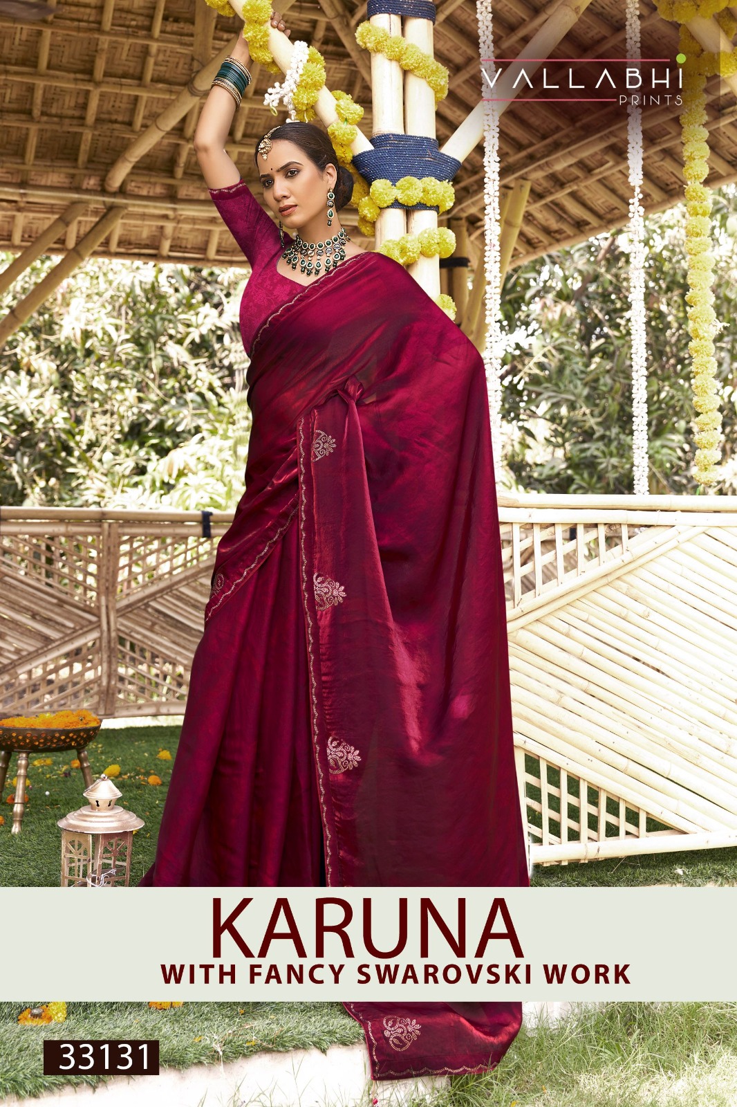 Vallabhi Karuna Chiffon Sarees Border Solid Printed Sarees Collection