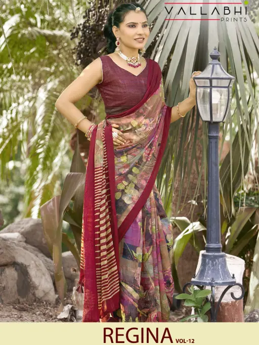 Vallabhi Prints Regina 12 Abstract Printed Georgette Sarees Wholesale Catalog
