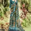 Vallabhi Purvita Elegant Floral Print Moss Chiffon Saree Catalog