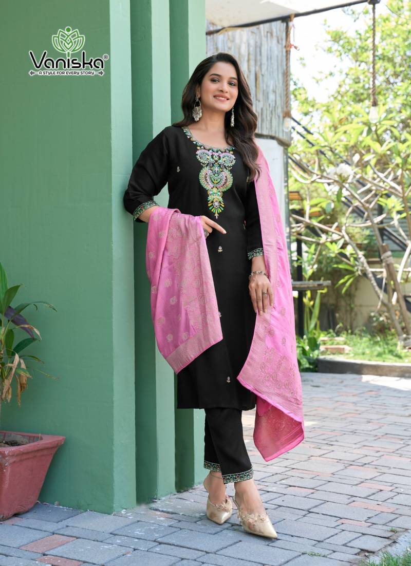 Vaniska Fantasy Vol 1 Viscose Stripes Kurti Bottom With Dupatta Collection