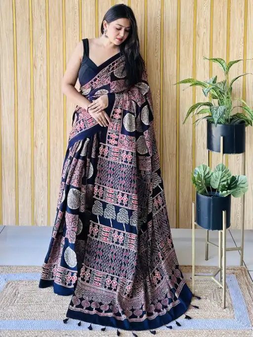 Vardan Ajrakh Digital Print Muslin Silk Saree Wholesale Collection