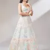Vardan Cream Net with Pastel Sequin Work Bridal Lehenga
