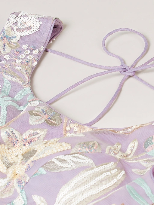 Vardan Cream Net with Pastel Sequin Work Bridal Lehenga - Image 5