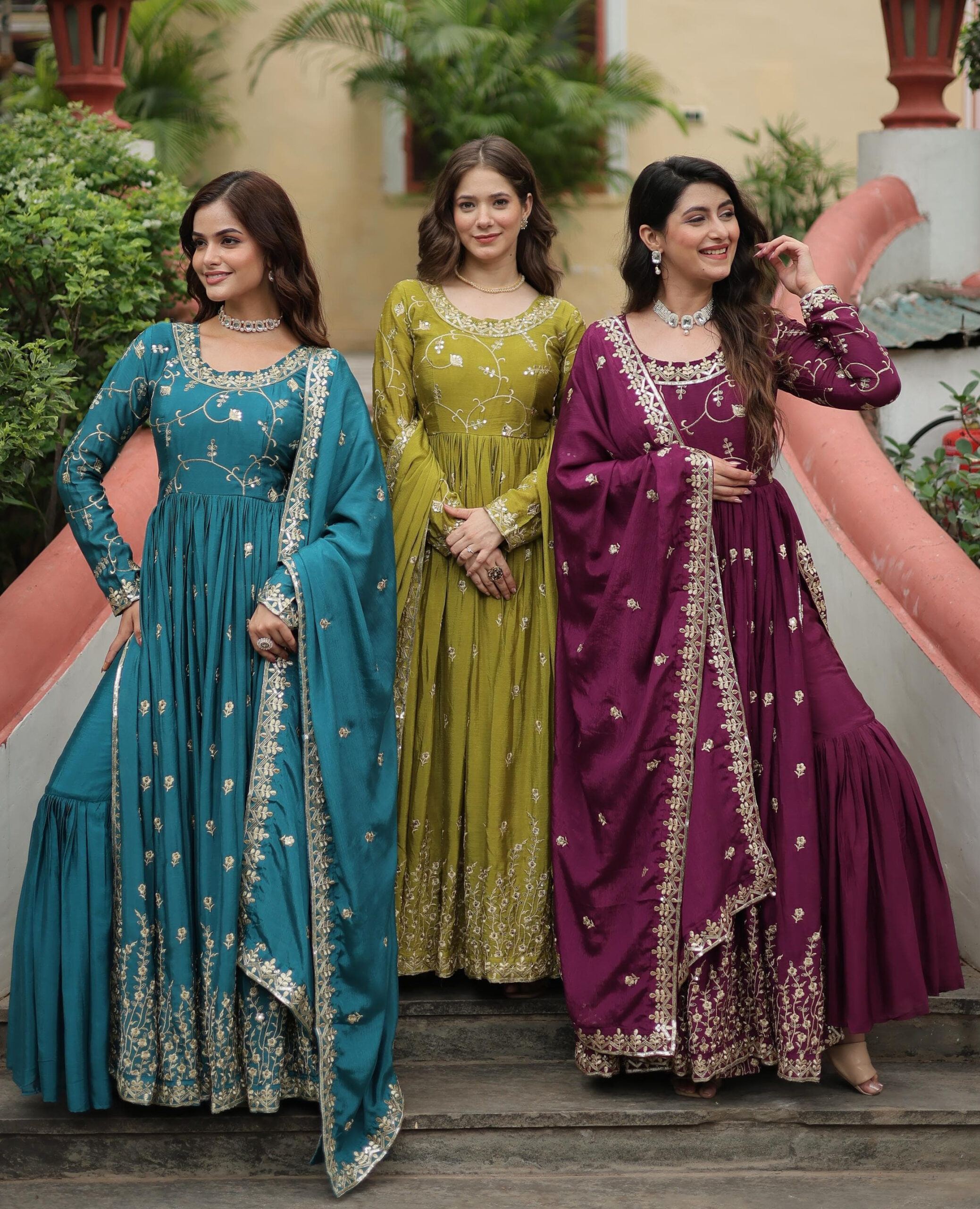 Vardan Ethnic Chinon Sequin Embroidered Designer Sharara Dupatta Set Collection