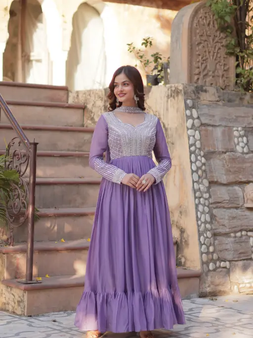 Vardan Ethnic K-1151 Embroidered Georgette Gown with Dupatta Catalog