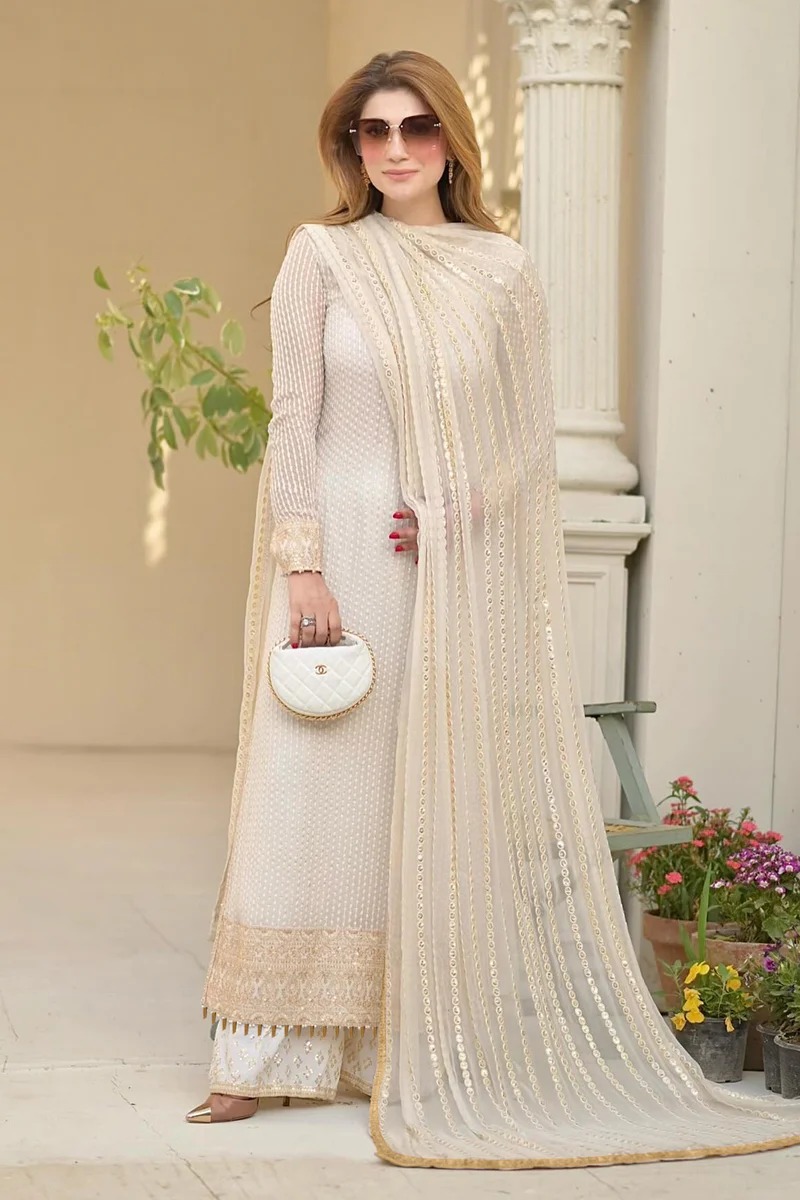 Vardan Ethnic White Designer Heavy Georgette Pakistani Salwar Suit,Designer Pakistani Salwar Suits,Heavy Pakistani Salwar Suits